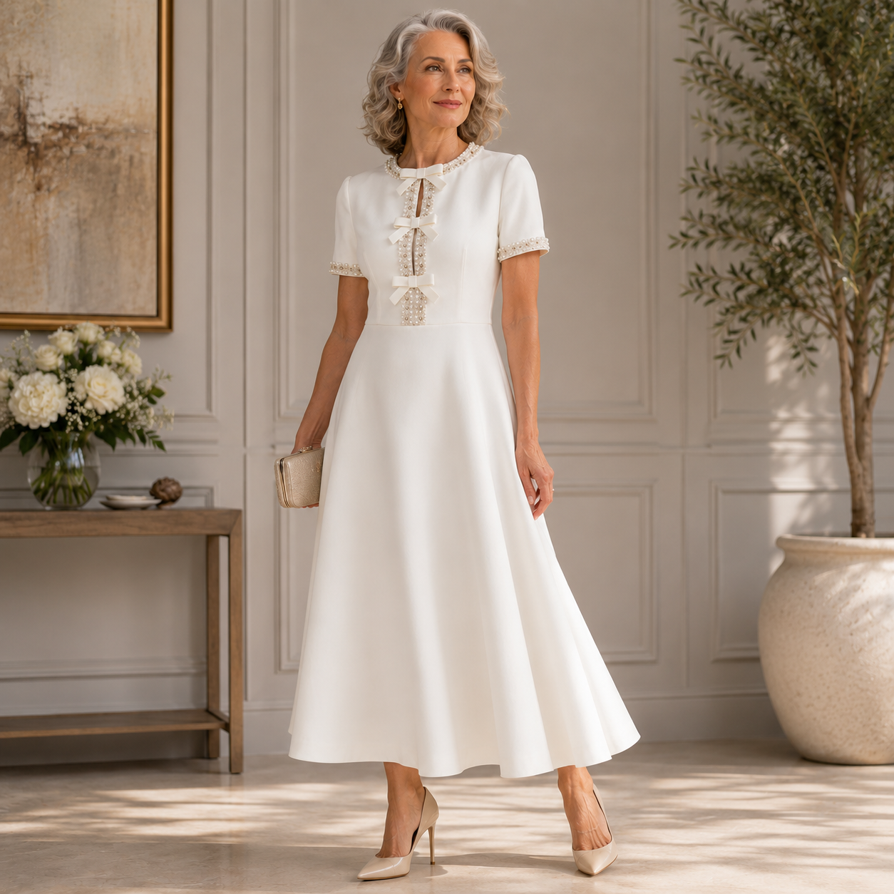 ESTELLE | BOW MIDI DRESS