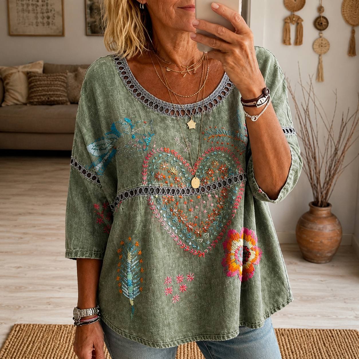 Amara | Vintage Pattern Relaxed Blouse