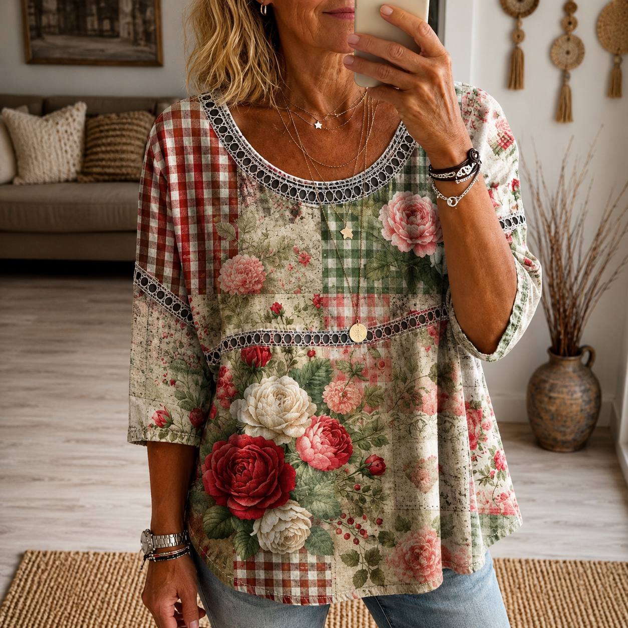 Willow | Vintage Pattern Relaxed Blouse