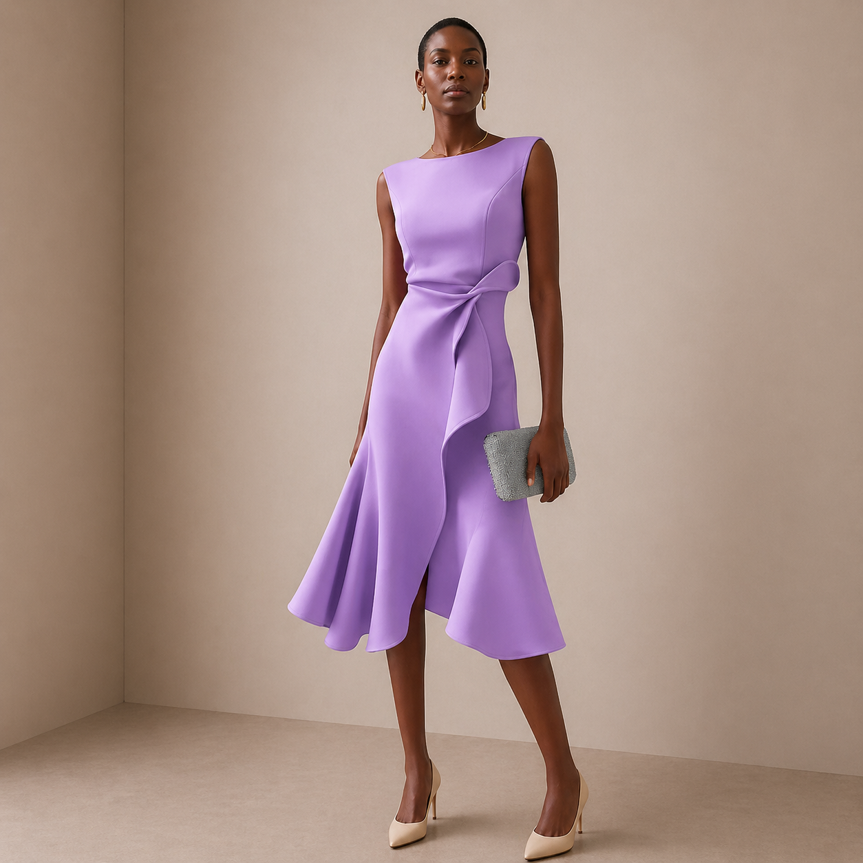 Evelina | Sculpted Waist Wrap Midi Dress