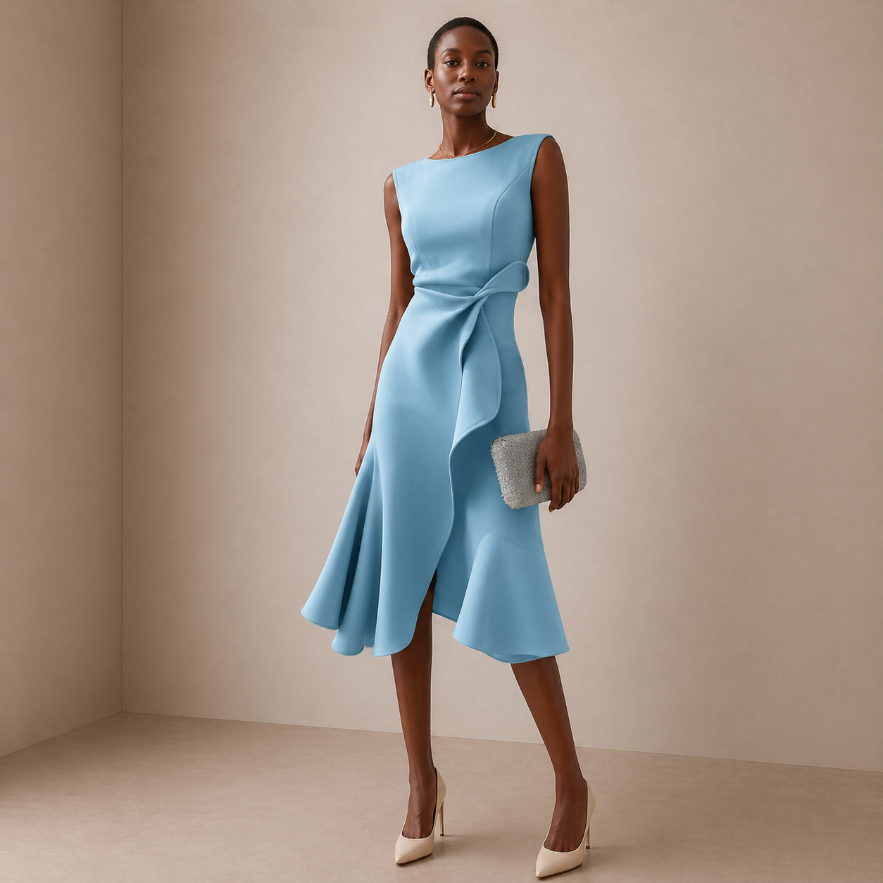 Evelina | Sculpted Waist Wrap Midi Dress