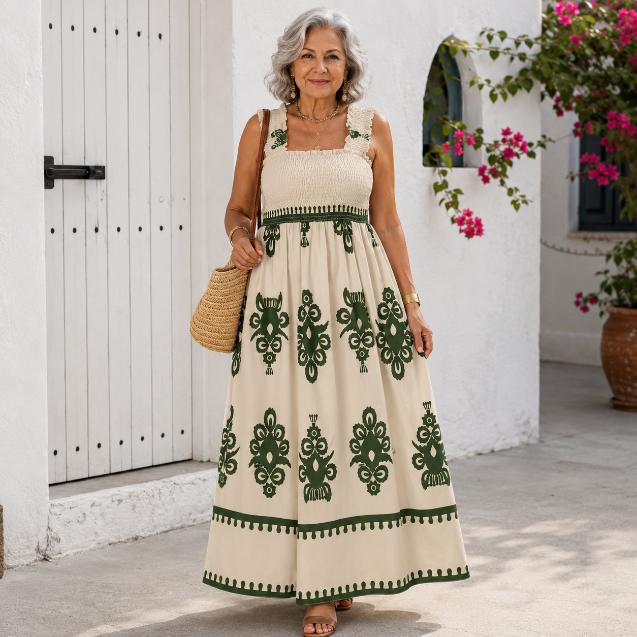 Valencia | Embroidered Smocked Maxi Dress