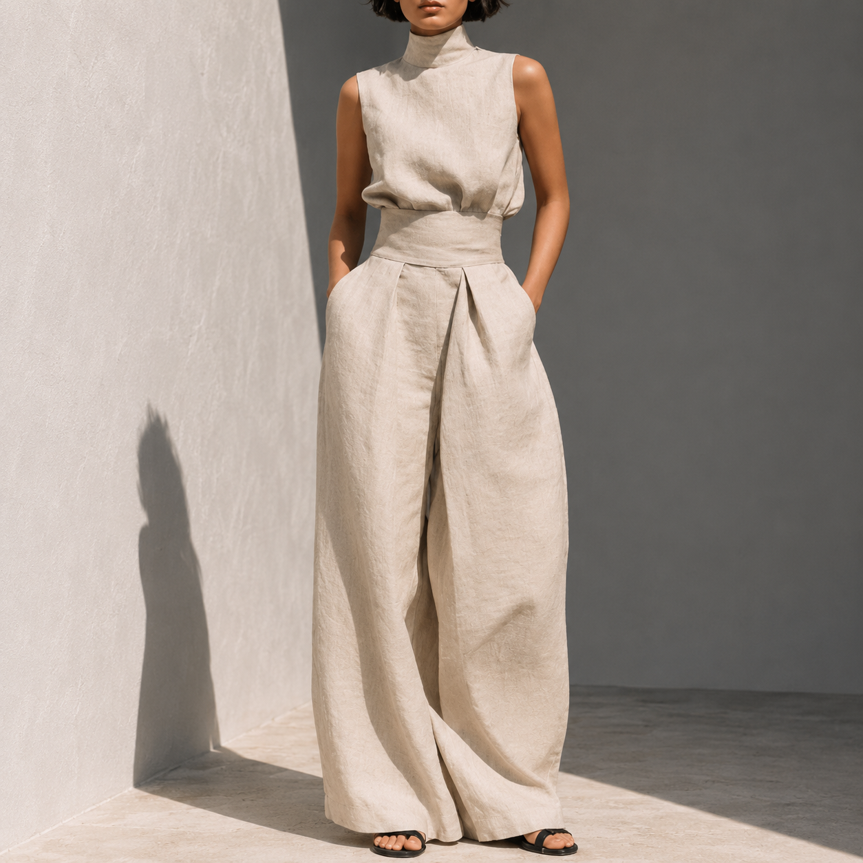Celeste | Sky Blue Linen Blend Set