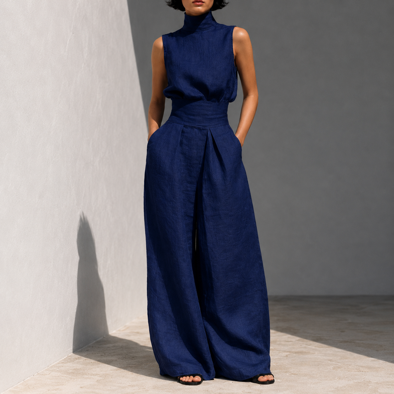 Celeste | Sky Blue Linen Blend Set