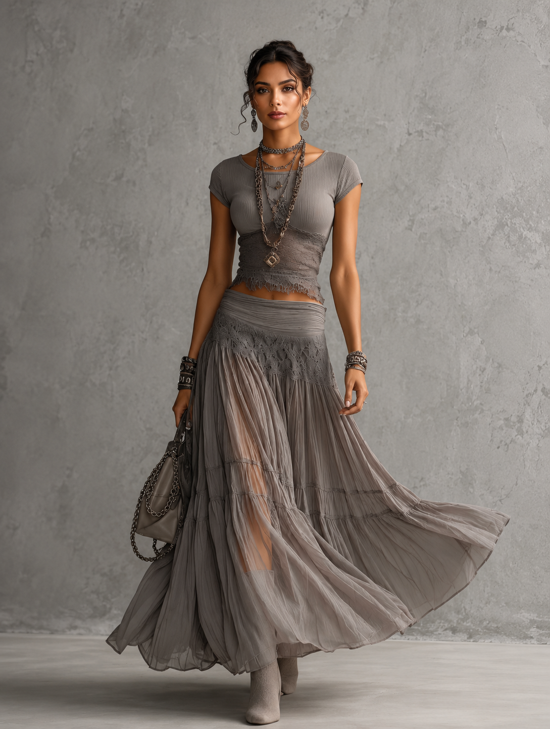 Seraphina | Boho Lace Maxi Set