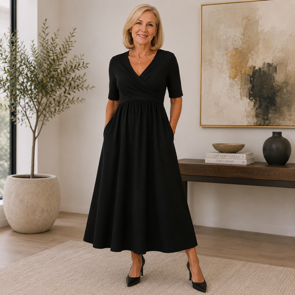 Phoebe | Elegant Flattering Midi Dress