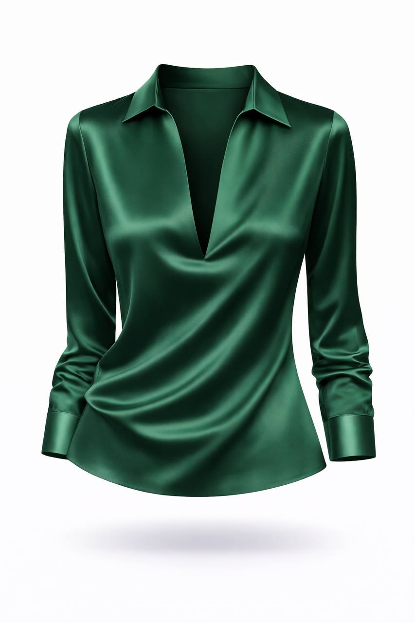 Greta | Satin Collar Shirt