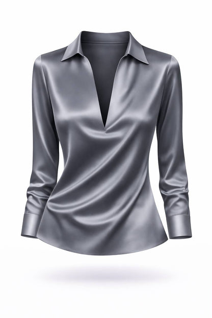 Greta | Satin Collar Shirt
