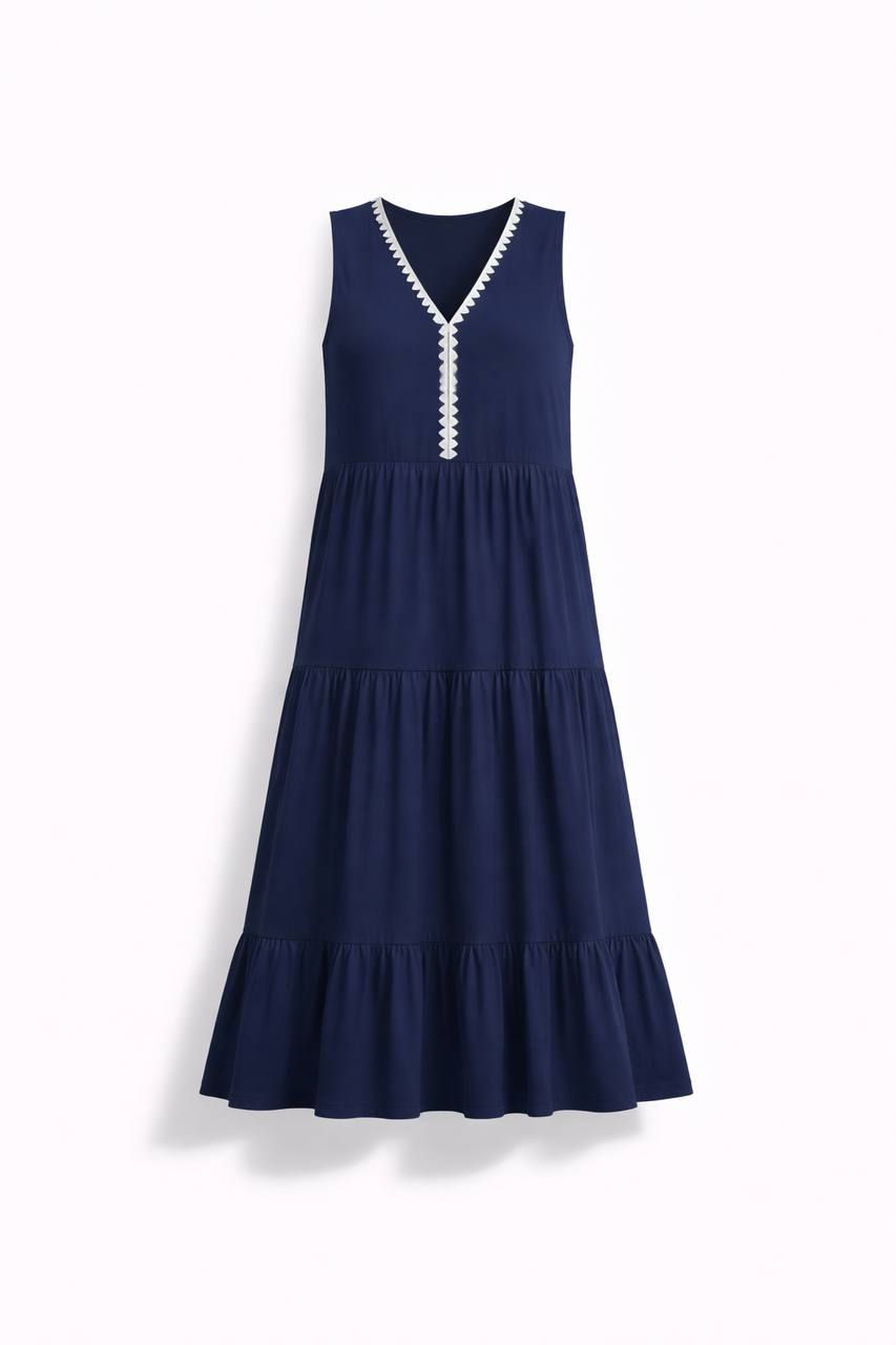 Marina | Navy Trim Dress
