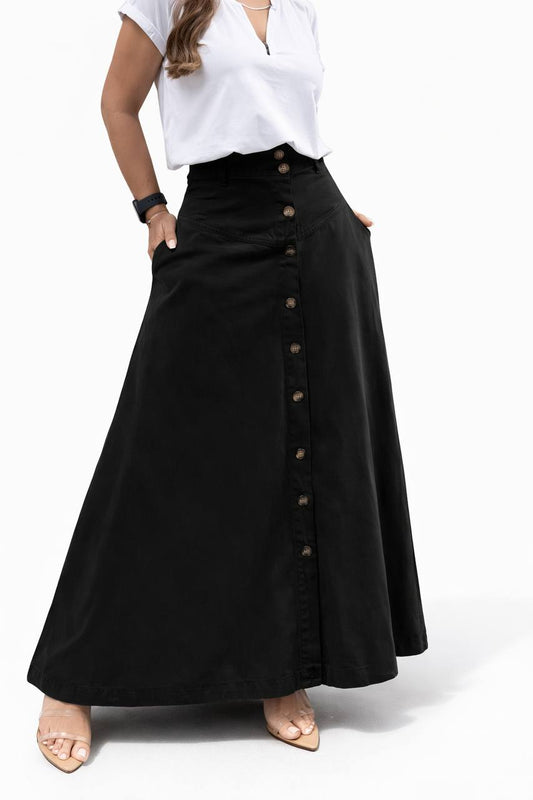 Presley | Buttoned A-Line Maxi Skirt