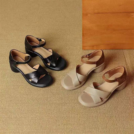 Sophie | Cross Strap Comfort Heel Sandals