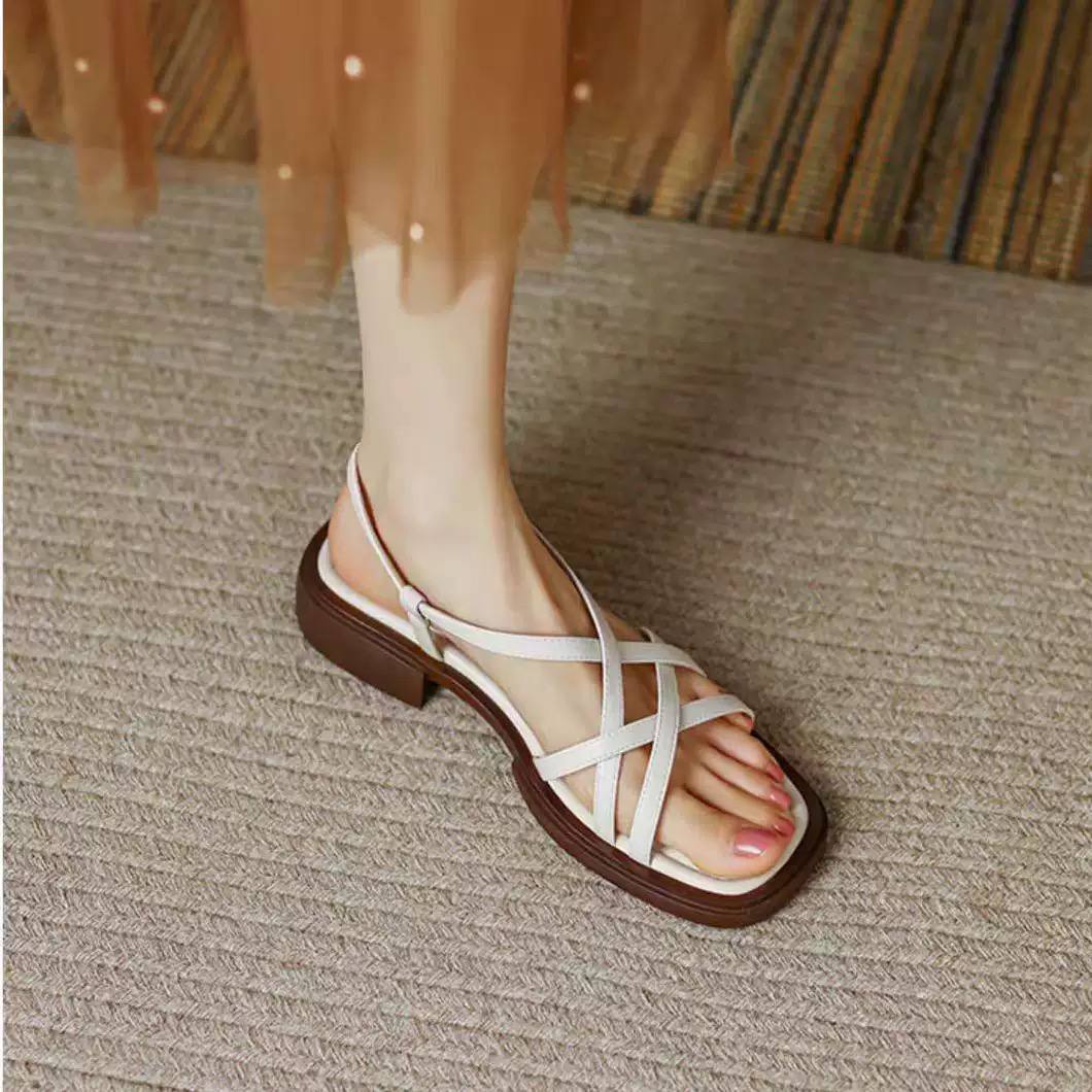 Lucy | Minimalist Cross-Strap Flat Sandals