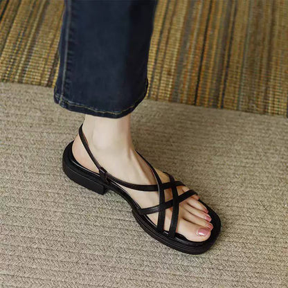Lucy | Minimalist Cross-Strap Flat Sandals