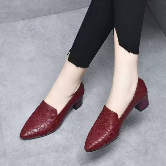 Paisley | Vintage Floral Embossed Low Heel Pumps