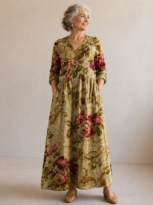 Braylee | Vintage Garden Earth Maxi Dress