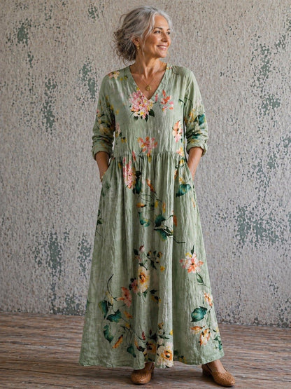 Aviana | Soft Sage Blossom Maxi Dress