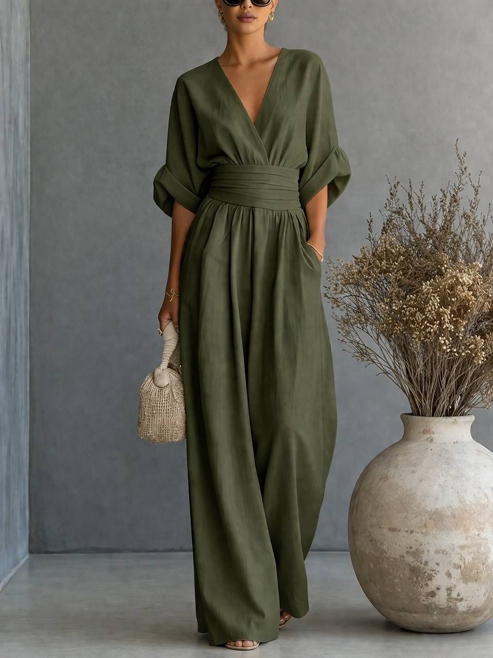 Elara |  Draped Waist Jumpsuit