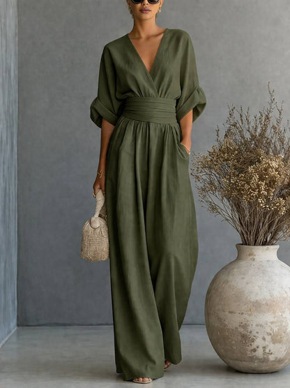 Elara |  Draped Waist Jumpsuit