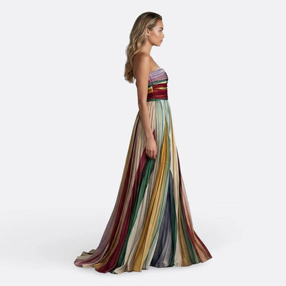 Valeria | Sunset Flow Strapless Maxi Dress