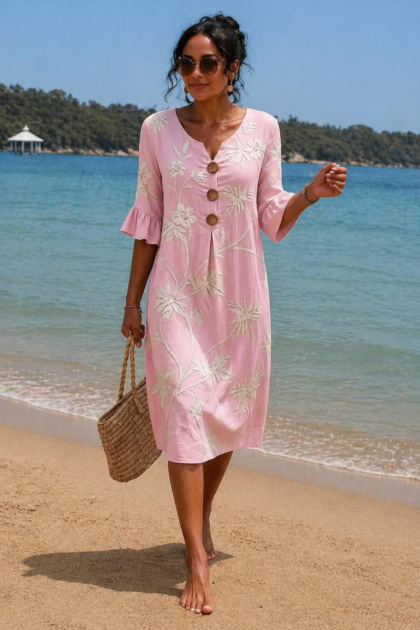 Selena | Coastal Breeze Floral Midi Dress