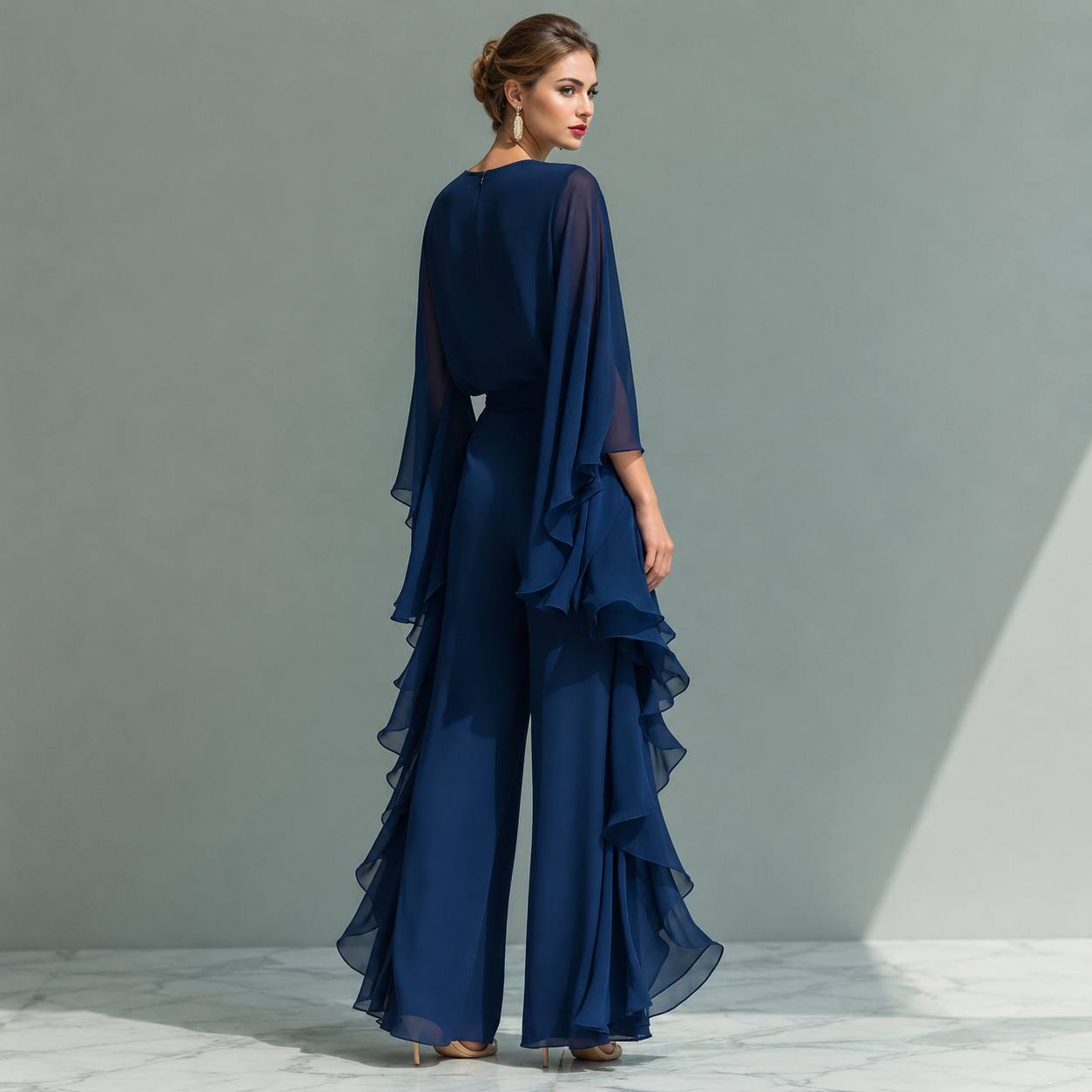 Velisse | Chiffon Cascade Evening Jumpsuit