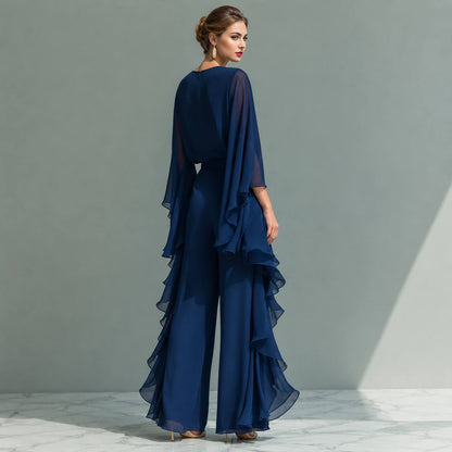 Velisse | Chiffon Cascade Evening Jumpsuit
