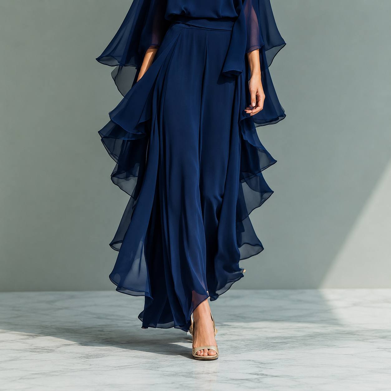 Velisse | Chiffon Cascade Evening Jumpsuit