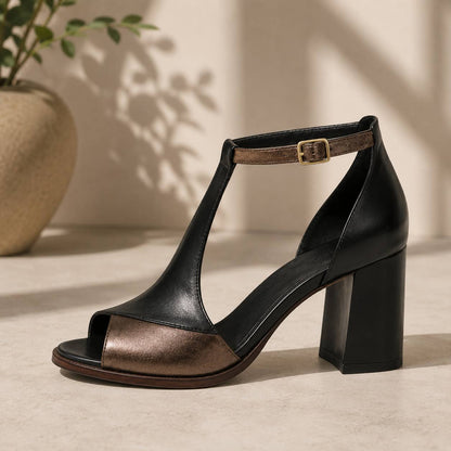 Seraphina | Sculpted T-Strap Heel Sandals