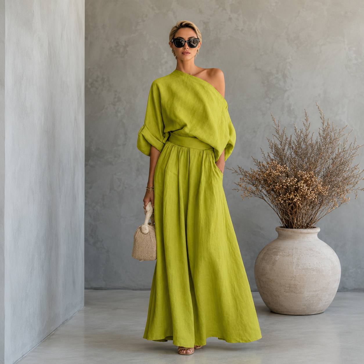 Lunara | One-Shoulder Linen Jumpsuit