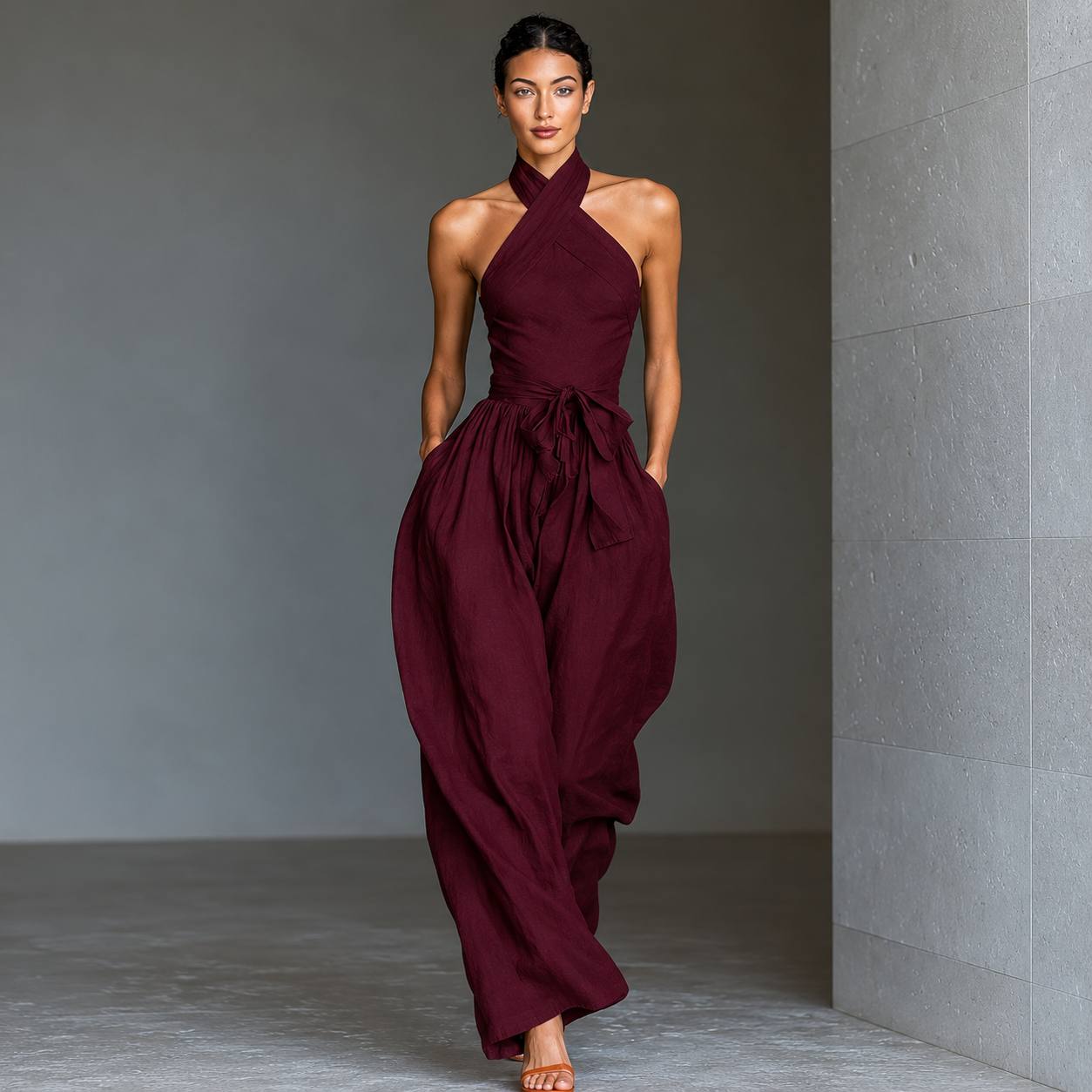 Zarelle | Sculpted Halter Jumpsuit