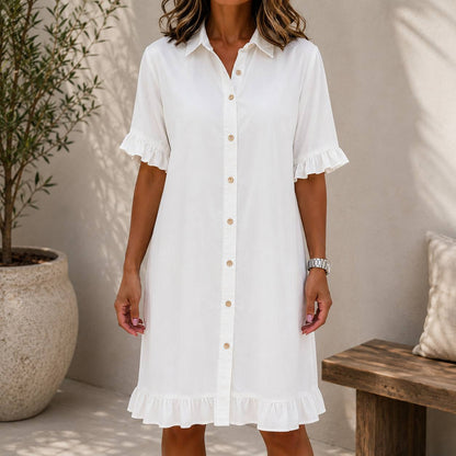 Lunessa | Denim Ruffle Shirt Dress