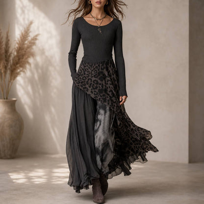 Noiréva | Leopard Chiffon Maxi Dress