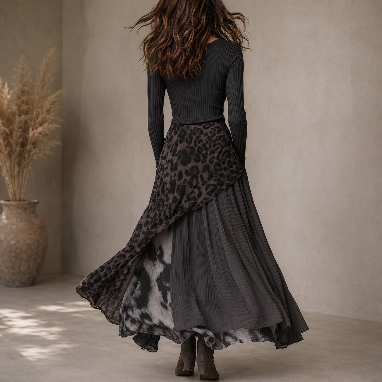Noiréva | Leopard Chiffon Maxi Dress