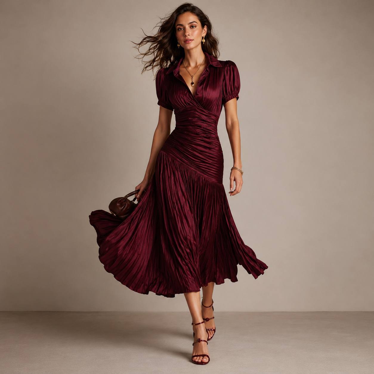Valentina | Elegant Pleated Midi Dress