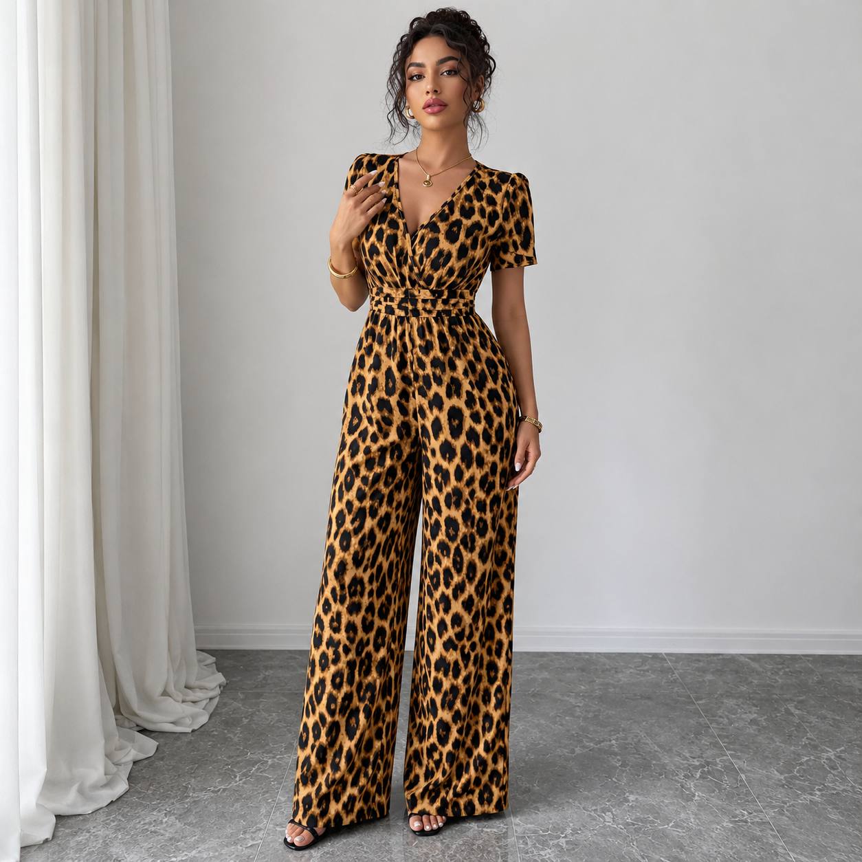 Savannah | Leopard Print Wide-Leg Jumpsuit