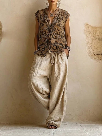 Valeria | Bohemian Three-Piece Linen Set