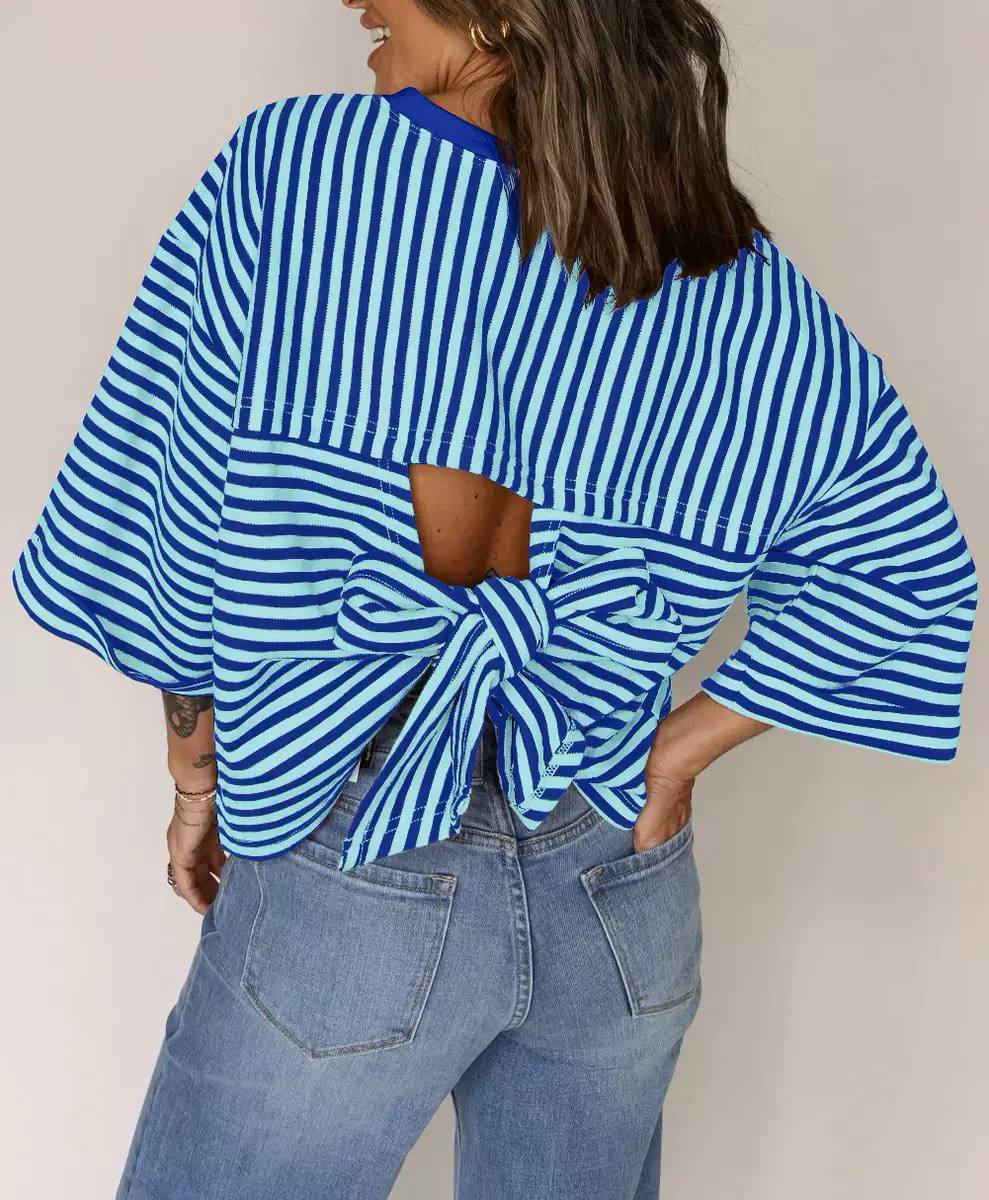 Sienna | Striped Bow Back Blouse