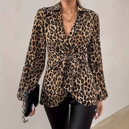 Savannah | Leopard Tie-Waist Blouse