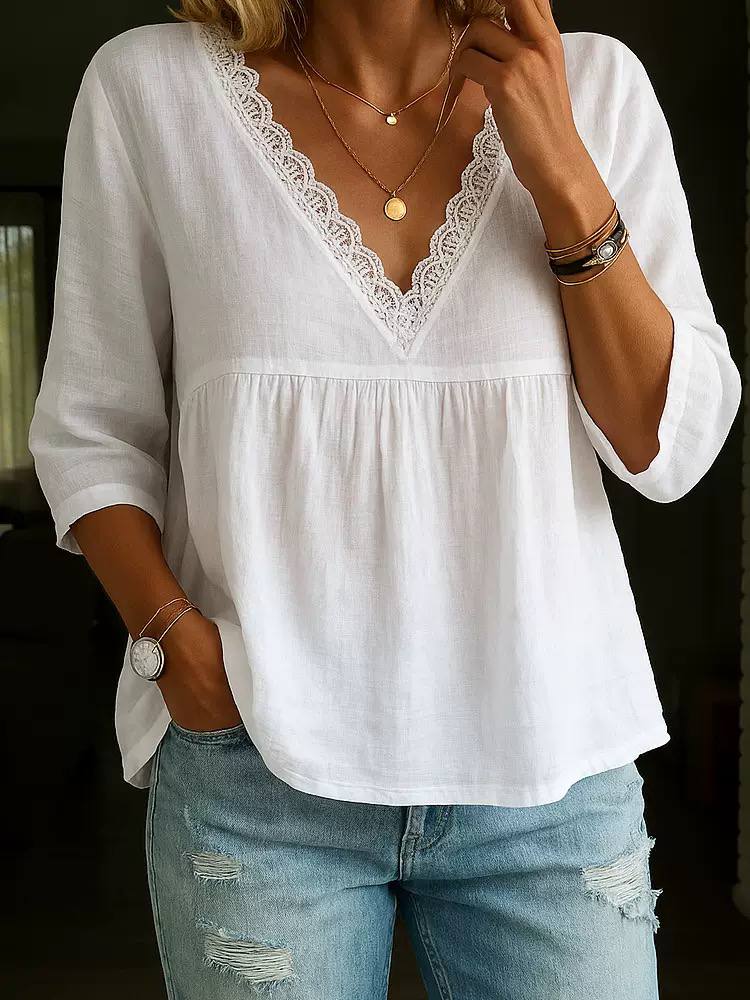 Luna | Lace V-Neck Blouse