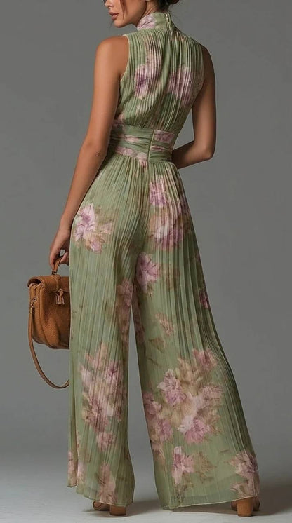 Florence | Floral Pleated Elegance Jumpsuit