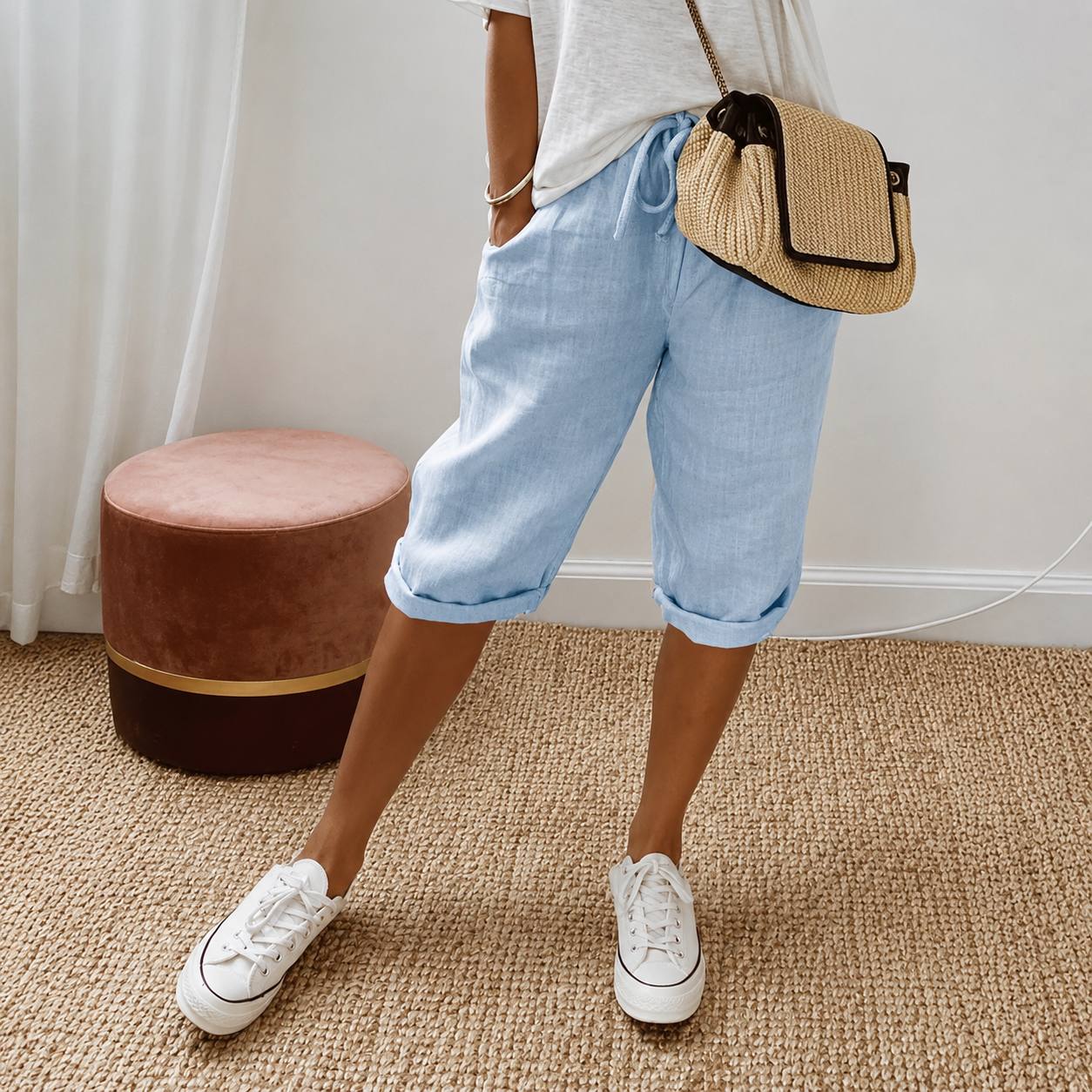 Clara | Relaxed Linen Capri Pants