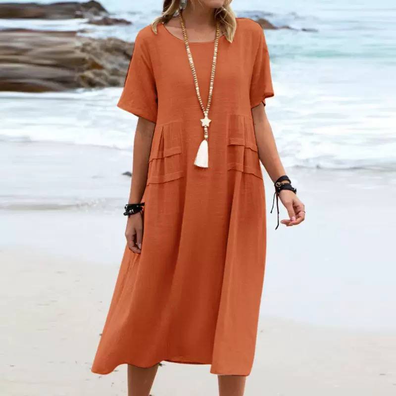 Elena | Relaxed Pocket Midi Dress