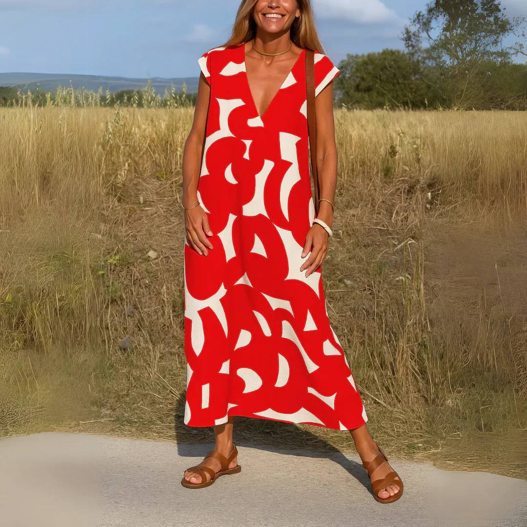Josephine | Abstract Monochrome Maxi Dress