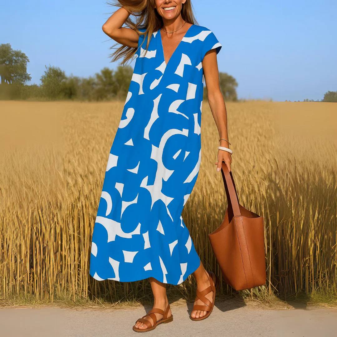 Josephine | Abstract Monochrome Maxi Dress