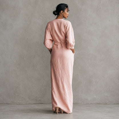 Amelia | Blush Draped Maxi Dress