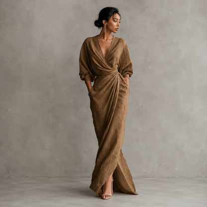 Amelia | Blush Draped Maxi Dress