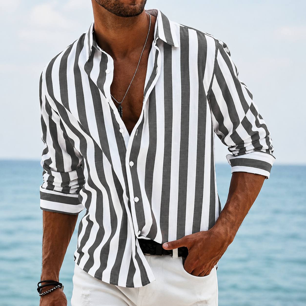Sebastian | Coastal Stripe Linen Shirt