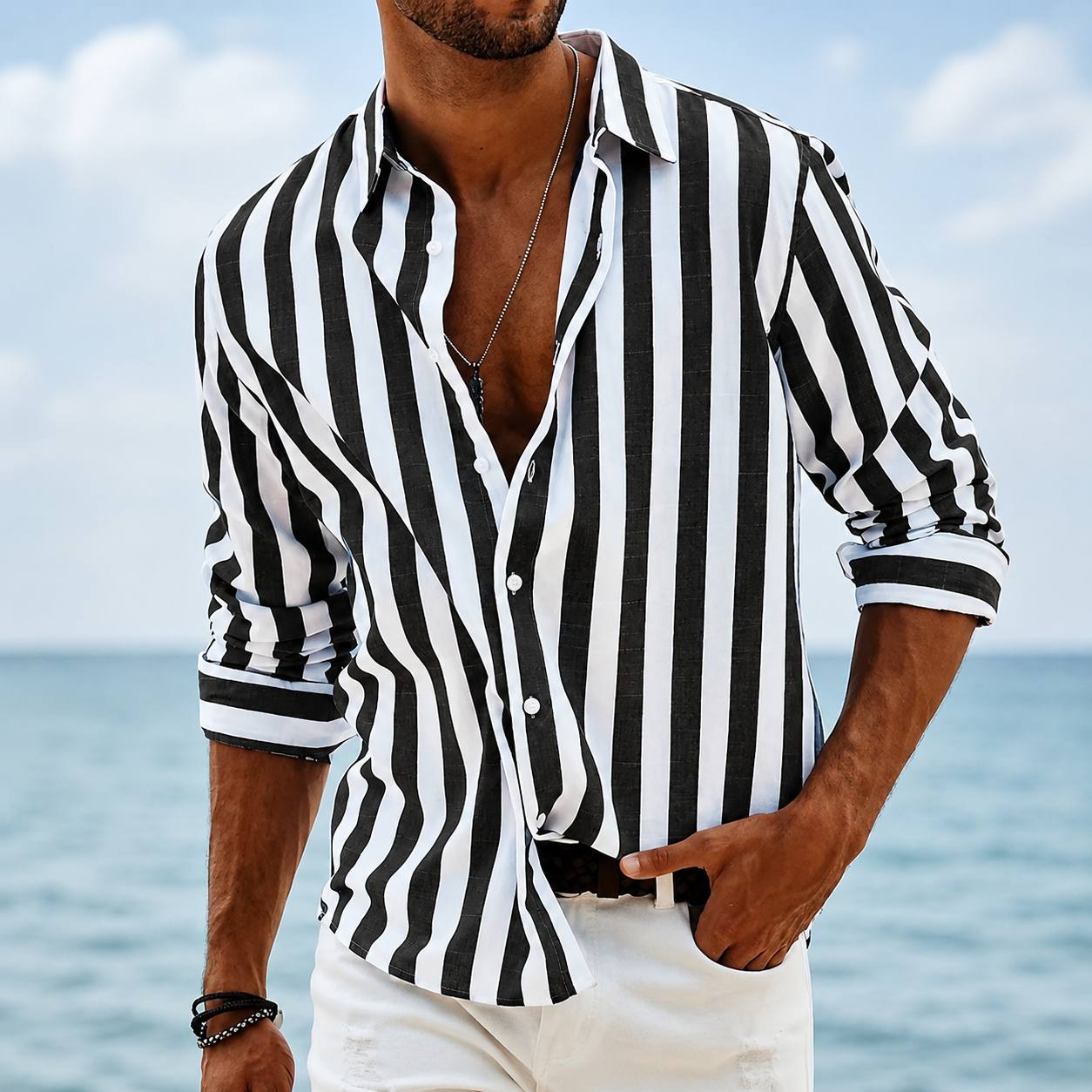 Sebastian | Coastal Stripe Linen Shirt
