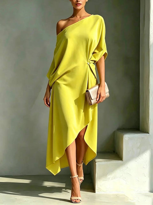 Serena | Soleil Asymmetrical Midi Dress