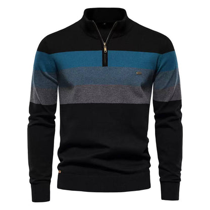 Nolan | Harbor Stripe Quarter-Zip Sweater